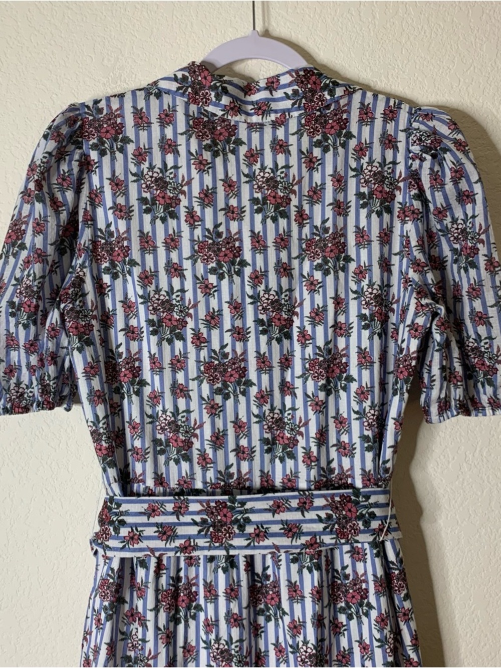 Veronica Beard Eunice Womens Floral Blue / white Striped midi Dress 4 - Picture 11 of 11